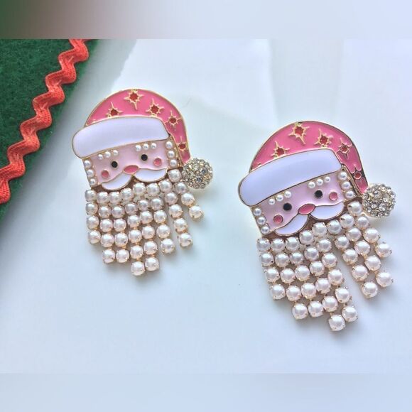 New! Baublebar Ho Ho Santa Earrings - Picture 1 of 7